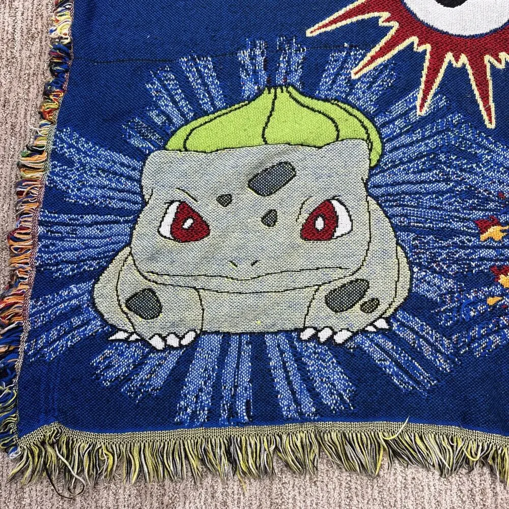 Pokemon Vintage 90s Tapestry Throw Blanket Pikachu Charmander Bulbasaur Squirtle